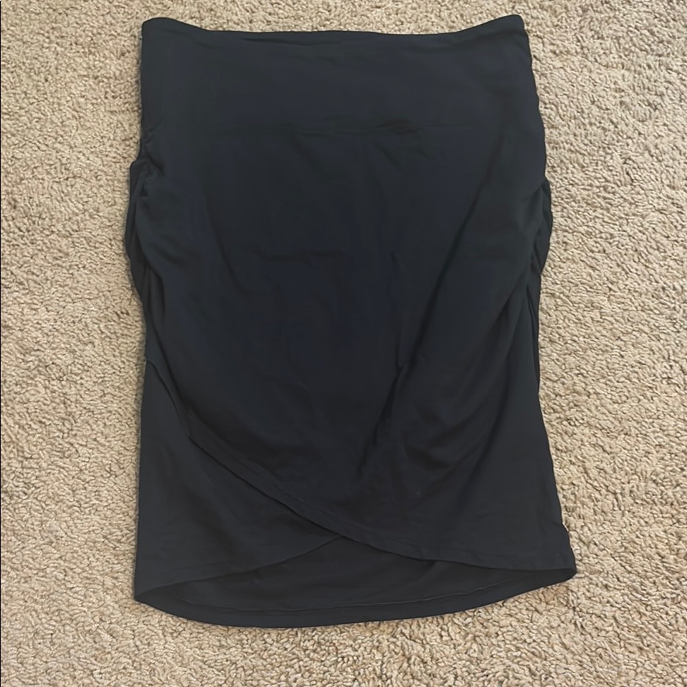 Athleta Black Ruched Wrap Mini Skirt